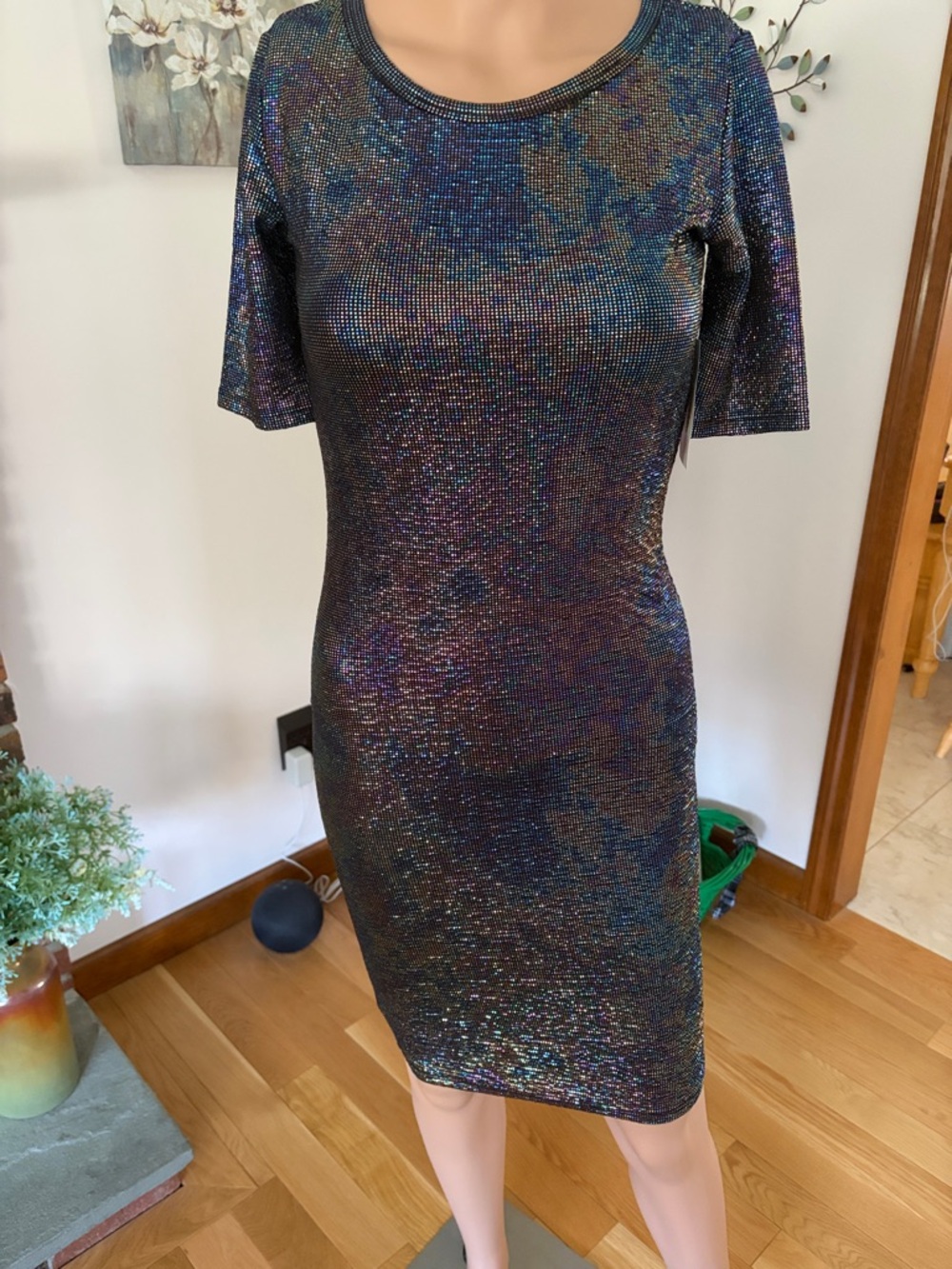 LuLaRoe Iridescent Black Midi Bodycon Dress